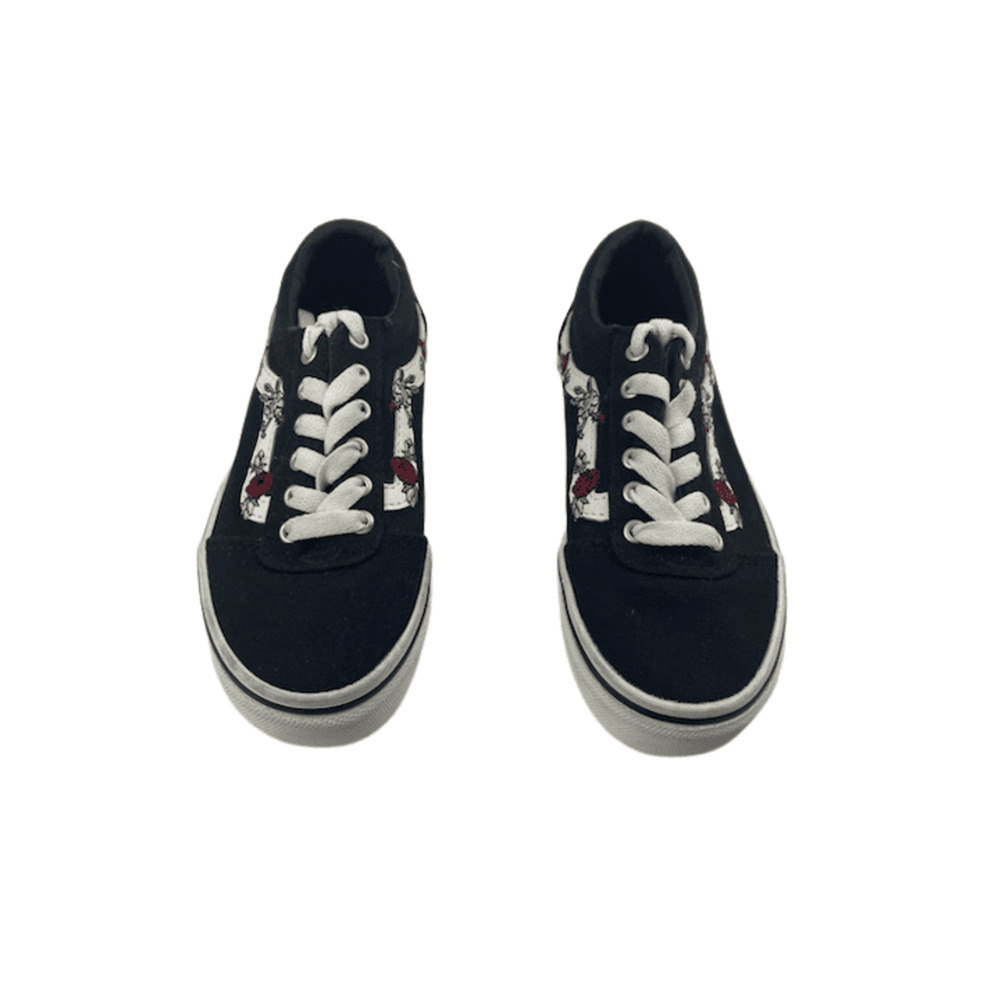 Vans toddler girls gymshoes in black floral size 11